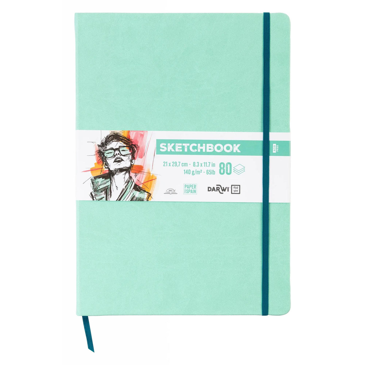 Skicovací blok DARWI Mint Green A4 140 g/m² - 80 listů