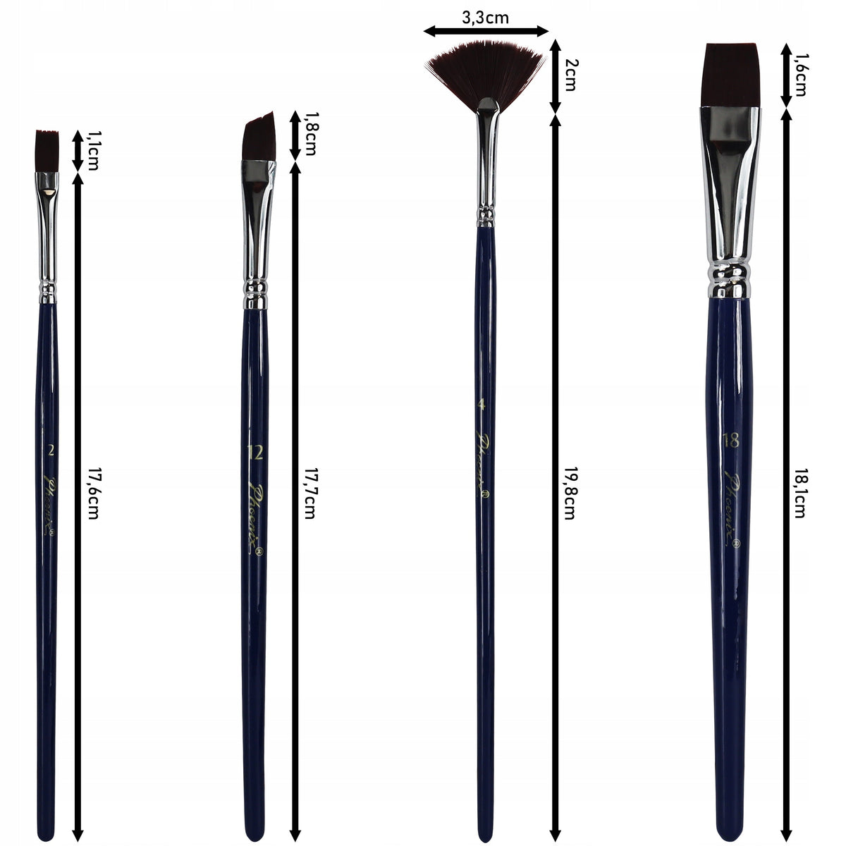 Štětce Phoenix hnědý nylon 6614S2 - 4dílný set