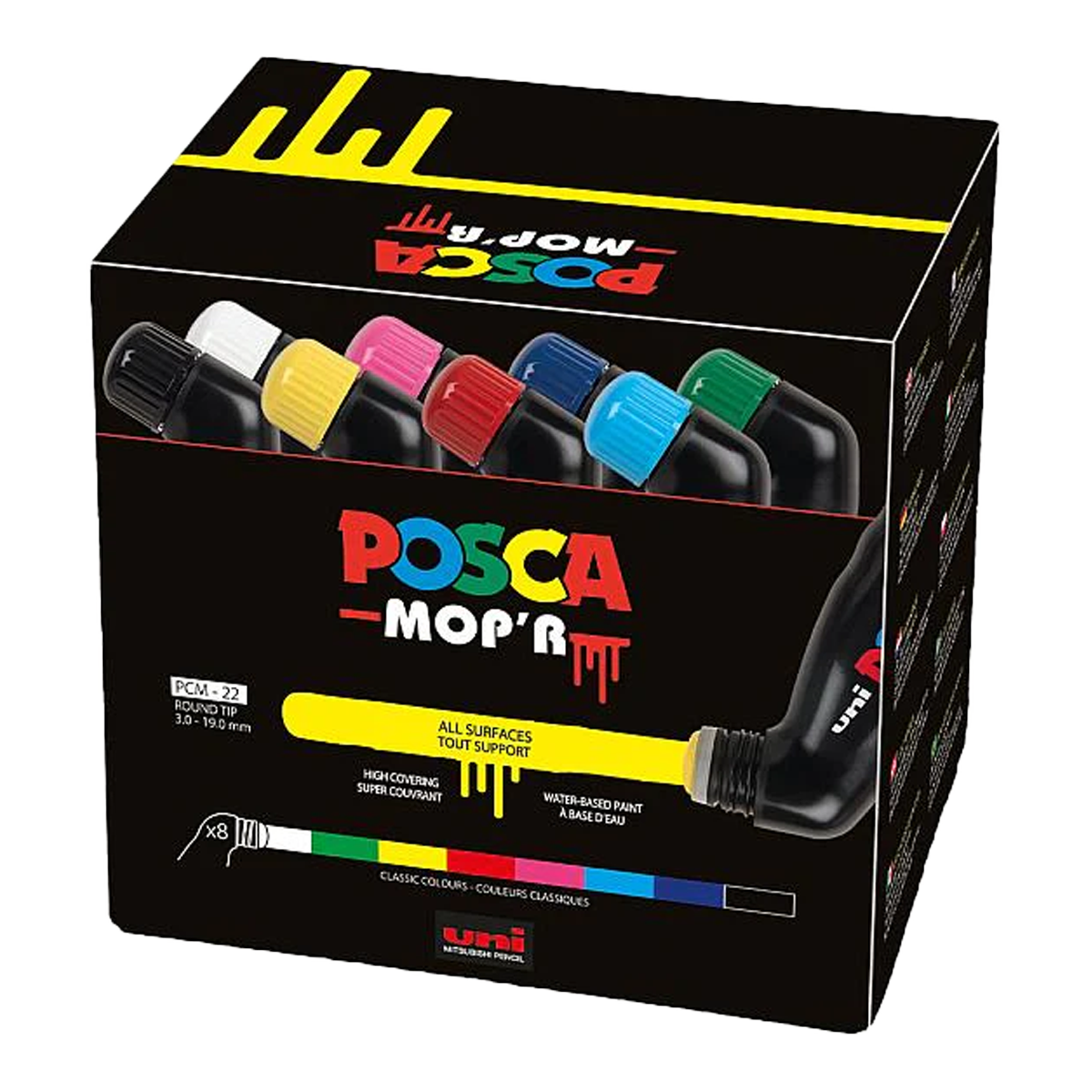 Posca PCM-22 8C MOP´R sada popisovačů, 3 – 19 mm, mix barev (8 ks)
