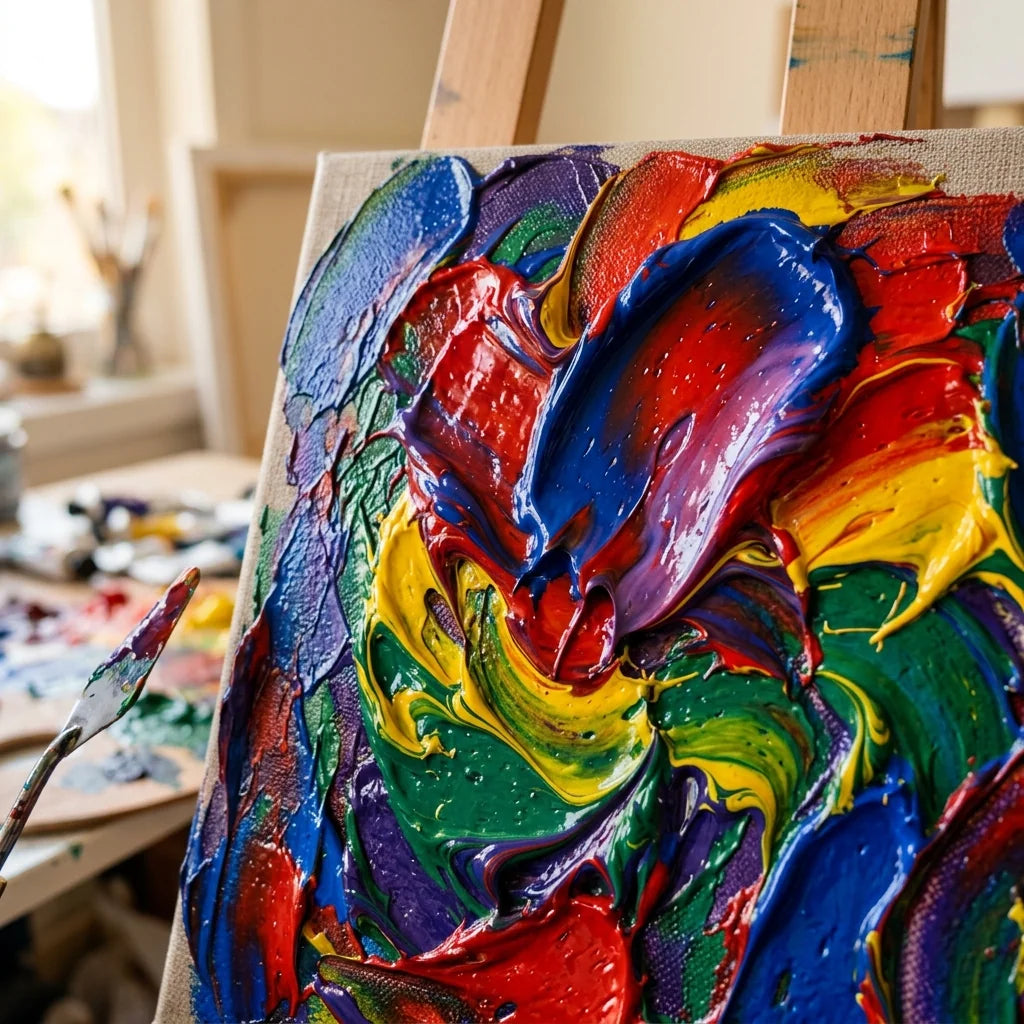 Husté impasto textury malované akrylem El Greco
