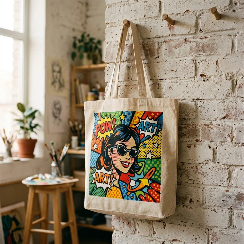 Taška s pop-art motivem malovaná akrylem