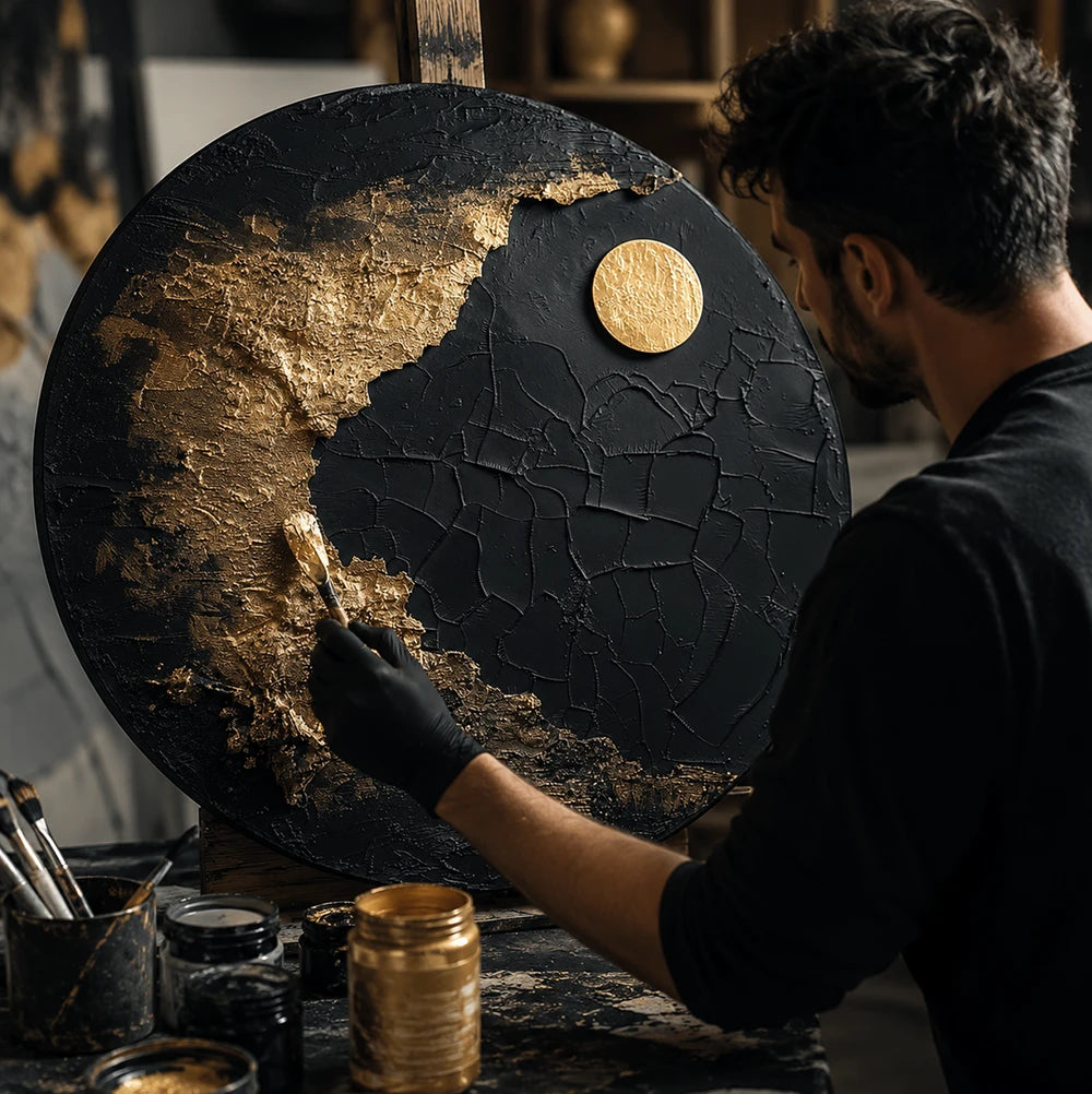 Metalické umění na kulatém malířském plátně ARTMiE