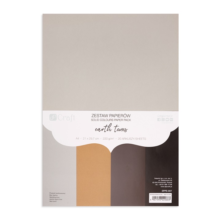 Barevné papíry DP Craft - sada 20 ks / earth tones hrubé barevné papíry