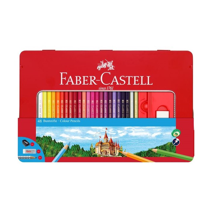Pastelky Faber-Castell 48 barevné v plechu s okénkem barevné tužky Faber-Castell sada