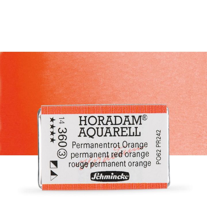 Schmincke Horadam akvarelové barvy v celé pánvičce | 360 permanentní oranžovočervená profesionální akvarelové barvy