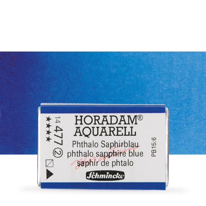 Schmincke Horadam akvarelové barvy v celé pánvičce | 477 phthalo safírově modrá profesionální akvarelové barvy