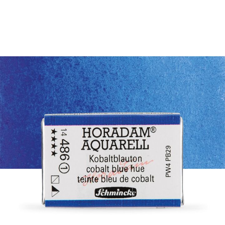 Schmincke Horadam akvarelové barvy v celé pánvičce | 486 kobaltově modrá hue profesionální akvarelové barvy