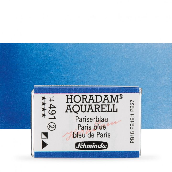 Schmincke Horadam akvarelové barvy v celé pánvičce | 491 Pařížská modrá profesionální akvarelové barvy