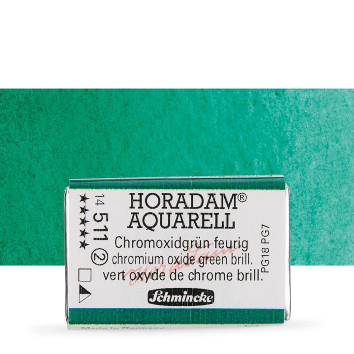 Schmincke Horadam akvarelové barvy v celé pánvičce | 511 chromium oxide brilantní zelená profesionální akvarelové barvy