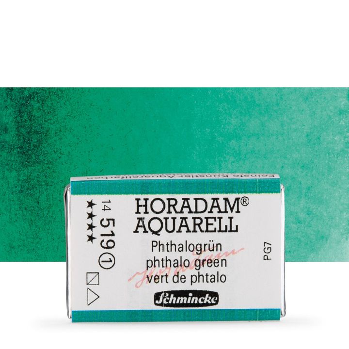Schmincke Horadam akvarelové barvy v celé pánvičce | 519 phthalo zelená profesionální akvarelové barvy
