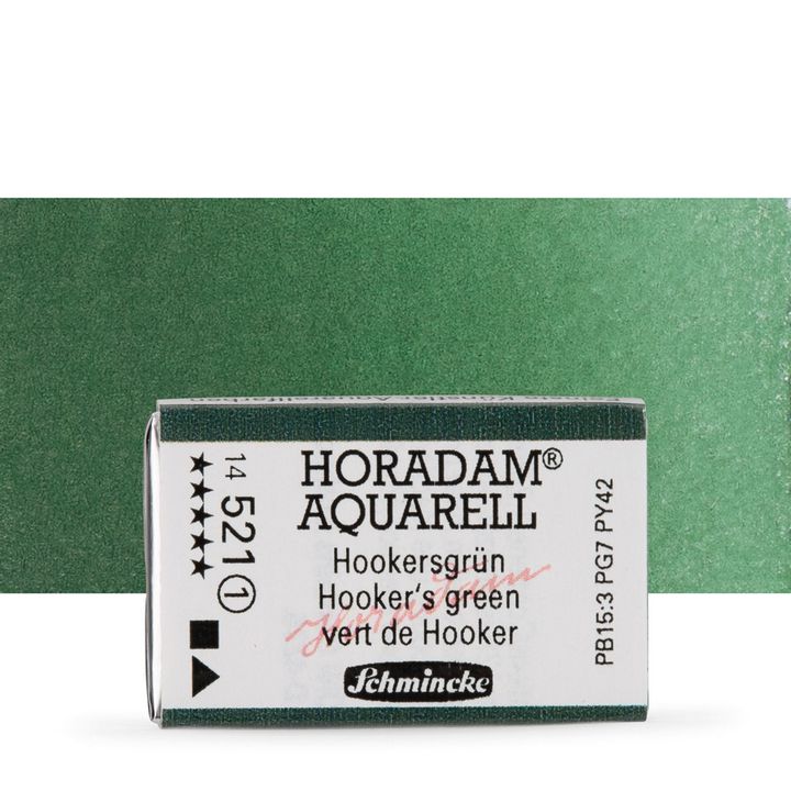 Schmincke Horadam akvarelové barvy v celé pánvičce | 521 Hookers zelená profesionální akvarelové barvy