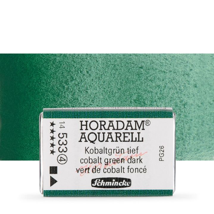 Schmincke Horadam akvarelové barvy v celé pánvičce | 533 kobaltově zelená tmavá profesionální akvarelové barvy