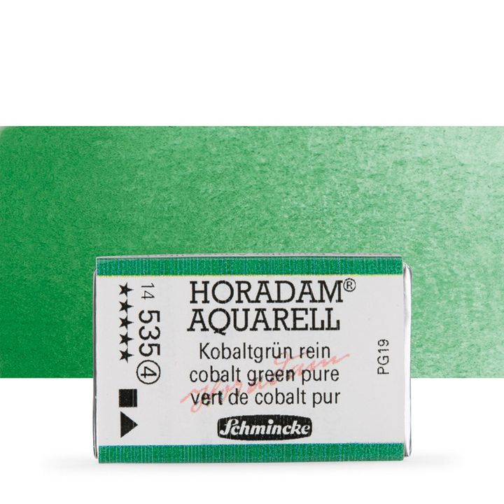 Schmincke Horadam akvarelové barvy v celé pánvičce | 535 kobaltově zelená pure profesionální akvarelové barvy