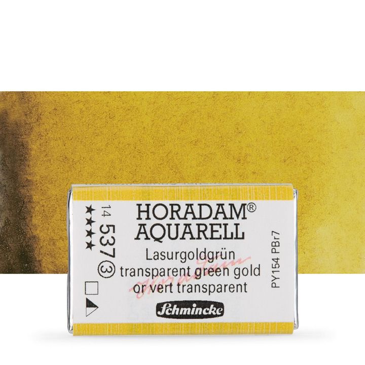 Schmincke Horadam akvarelové barvy v celé pánvičce | 537 transparentní zelenozlatá profesionální akvarelové barvy
