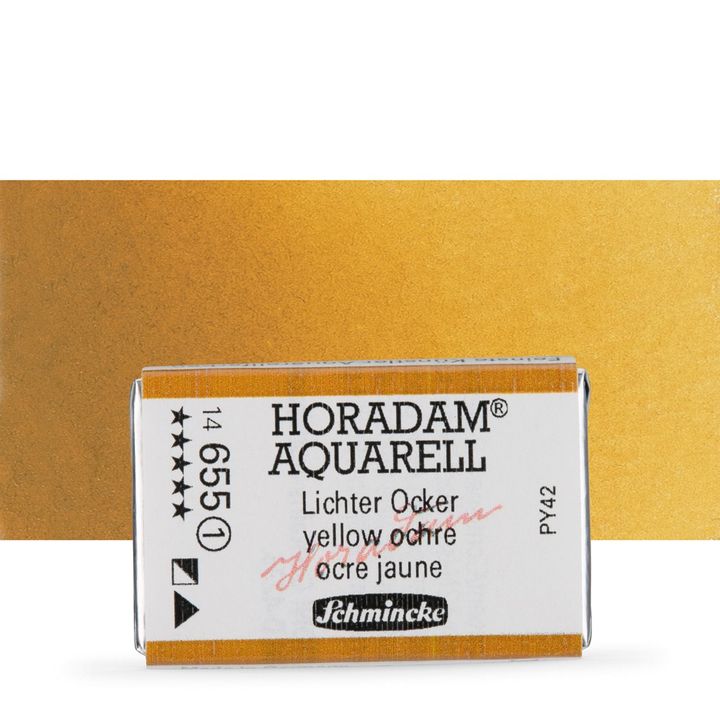 Schmincke Horadam akvarelové barvy v celé pánvičce | 655 žlutý okr profesionální akvarelové barvy