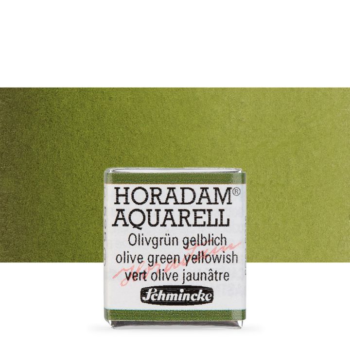 Schmincke Horadam akvarelové barvy v poloviční pánvičce | 525 olivově zelená nažloutlá profesionální akvarelové barvy
