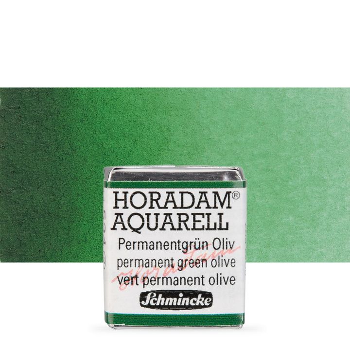 Schmincke Horadam akvarelové barvy v poloviční pánvičce | 534 permanentní olivově zelená profesionální akvarelové barvy