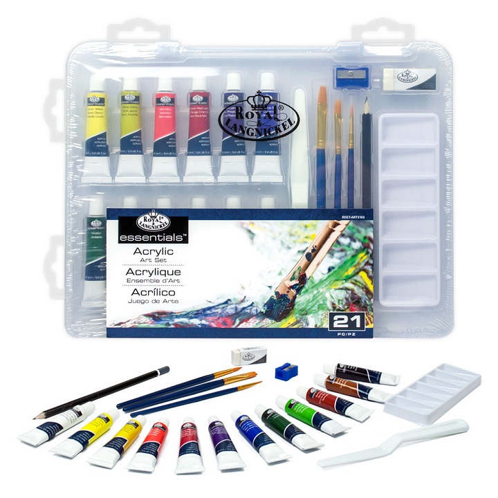 Sada akrylových barev Essentials v kufříku / 21 dílná sada Royal & Lagnickel