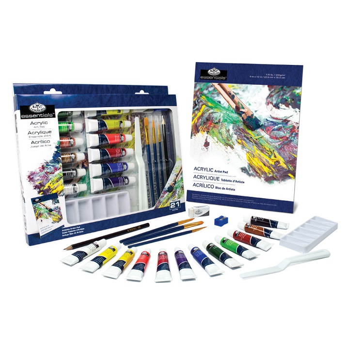 Sada akrylových barev Essentials v papírové krabici / 21 dílná sada Royal & Lagnickel