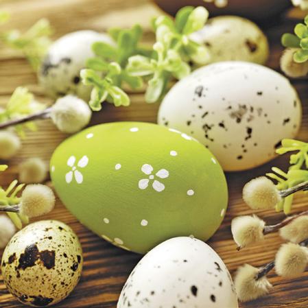 Velikonoční ubrousky na dekupáž - Vajíčka a velikonoční kočičky - 1ks ubrousková technika