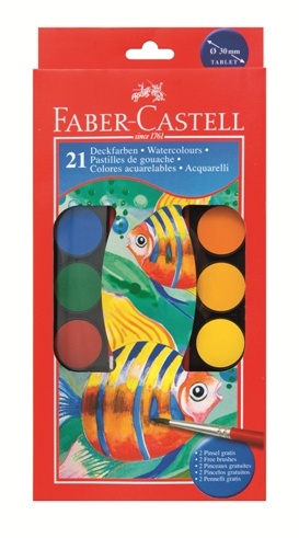 Vodové barvy 21 barevné, 30mm vodové barvy Faber-Castell