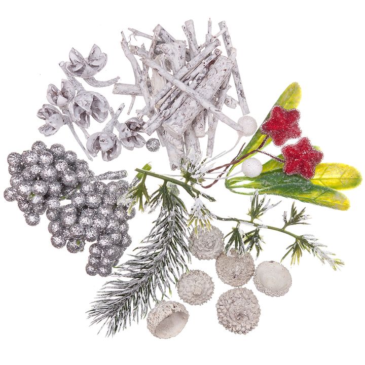 Mix přírodních a umělých prvků pro aranžování 40 g vánoční dekorace
