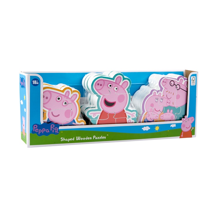 Sada dřevěných puzzle pro děti PEPPA PIG 3 ks skládačka pro děti